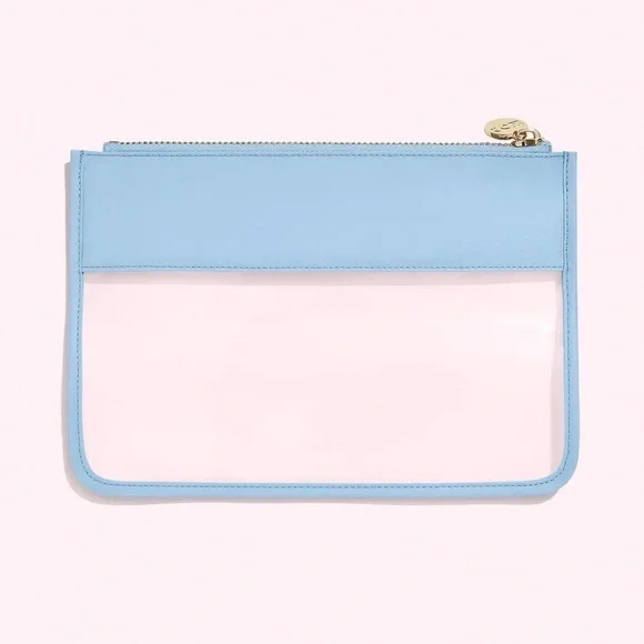NWT STONEY CLOVER LN Plane Clear Flat Pouch in Blue - Picture 2 of 4
